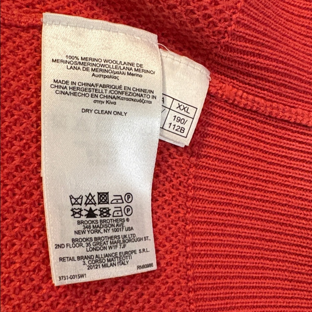Brooks Brothers Vibrant Red Knit Sweater XXL - Picture 6 of 6